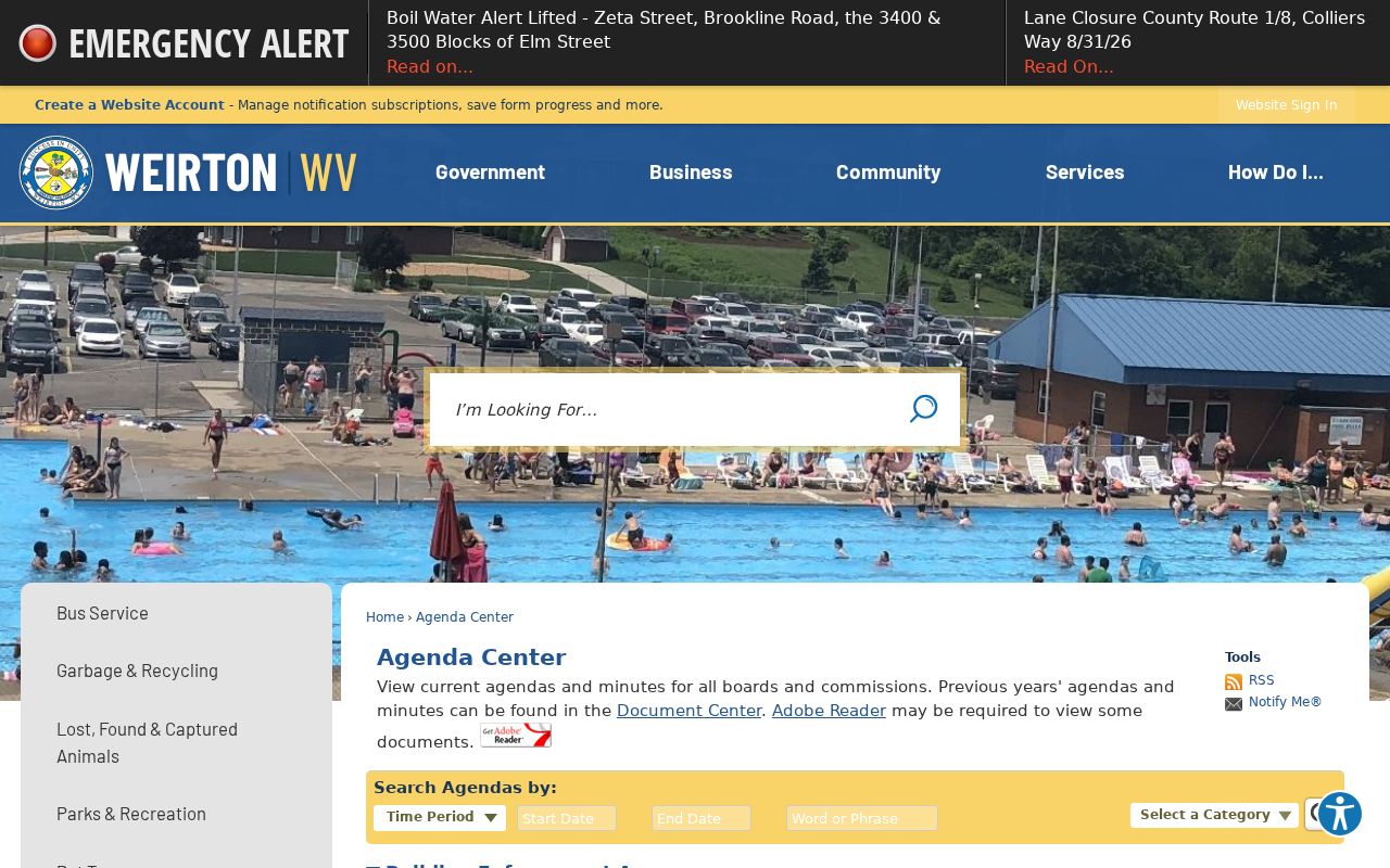 Weirton municipal agenda records for residents directory research