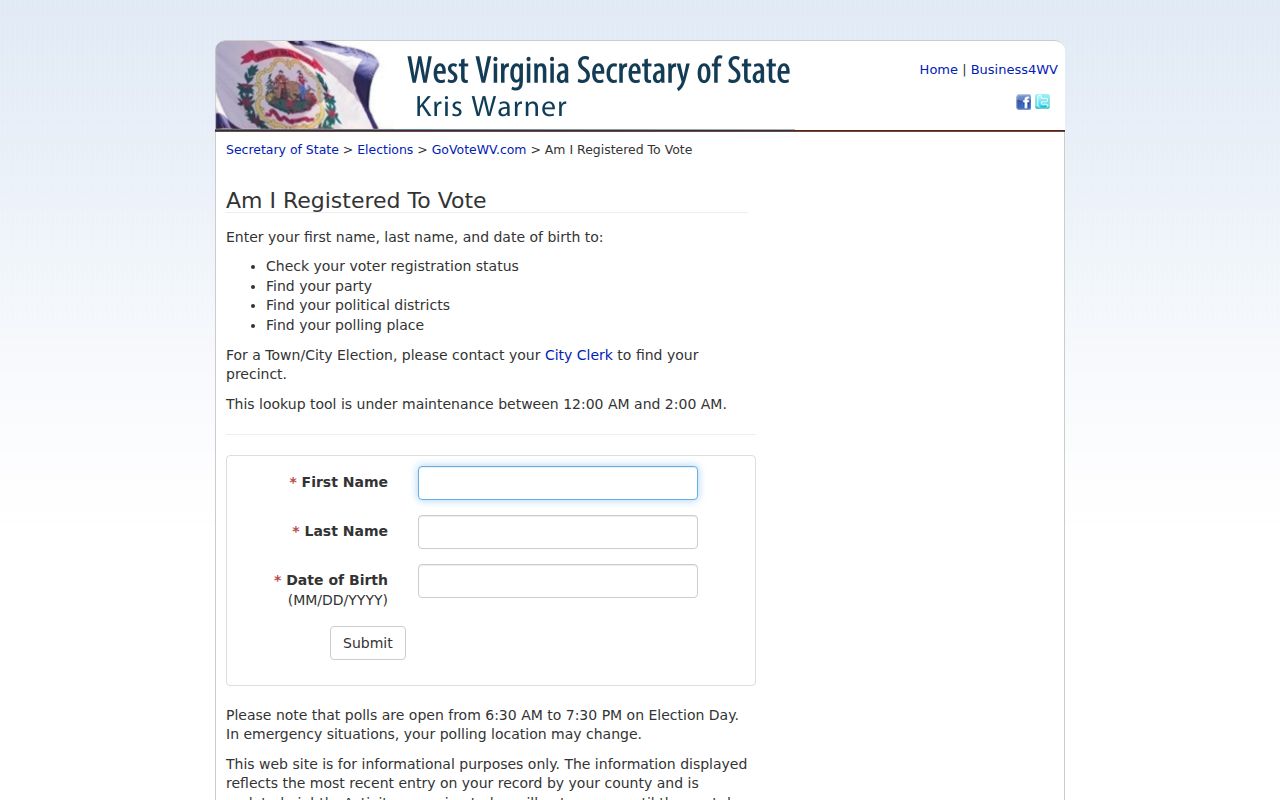 West Virginia voter lookup for Weirton residents directory verification